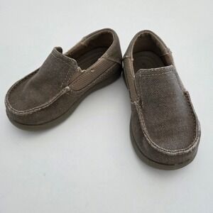 Crocs Santa Cruz Loafers Brown Canvas Slip On Kids Size Child 8